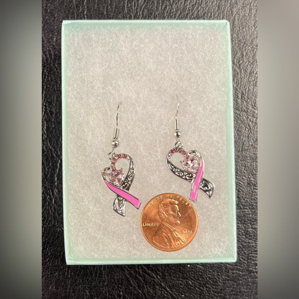 Breast Cancer Ribbon earrings - Picture 6 of 6